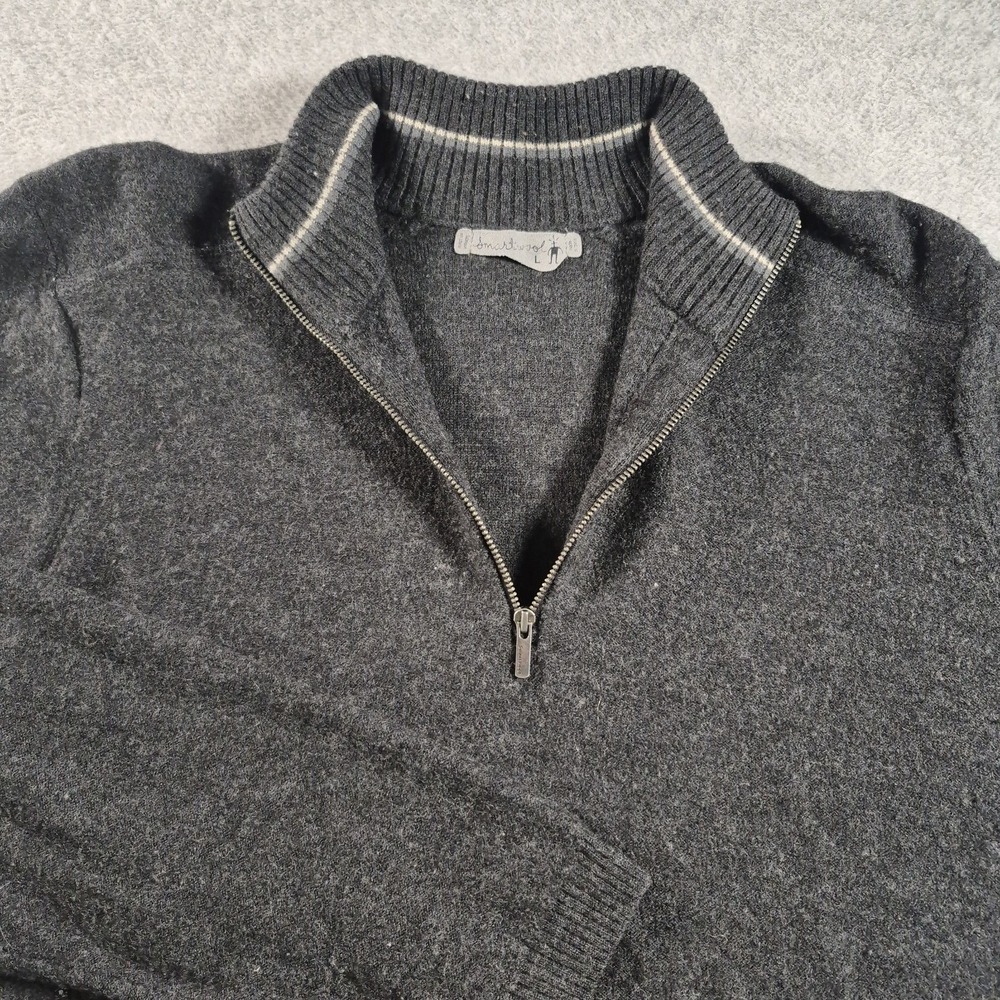 Smartwool 1/4 Zip Sweater Men's Size Large Gray Long Sleeve Merino Wool
